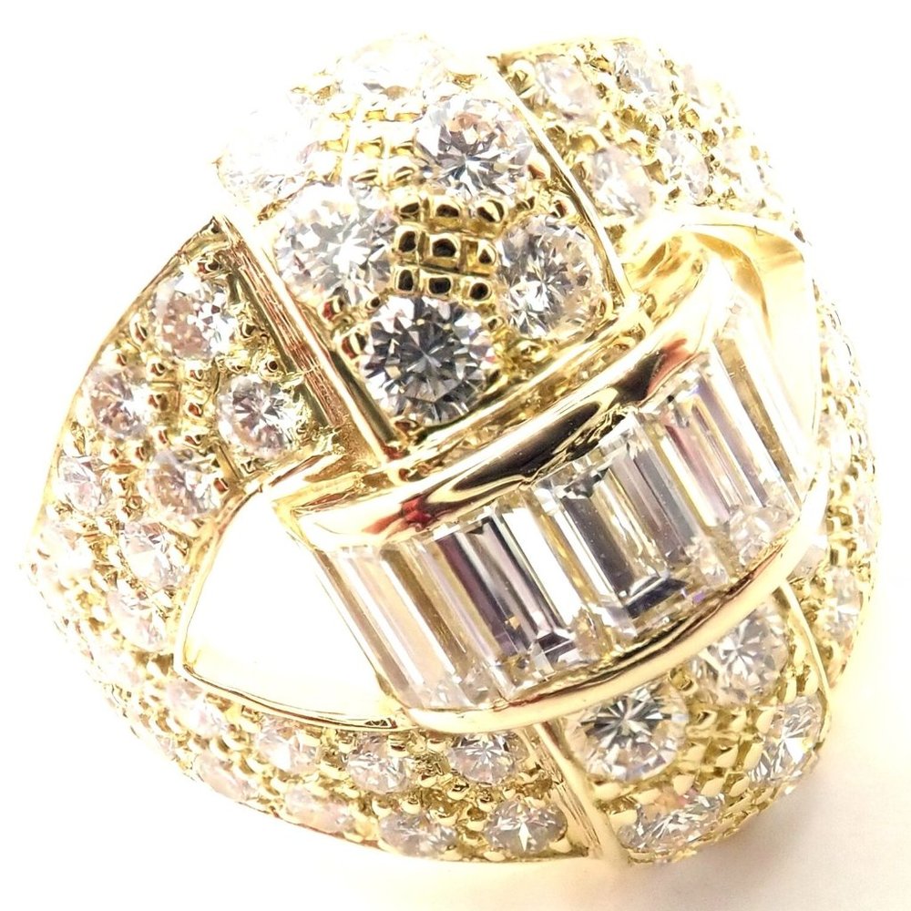 Rare! Authentic Piaget 18k Yellow Gold 3ct Diamond Cocktail Ring